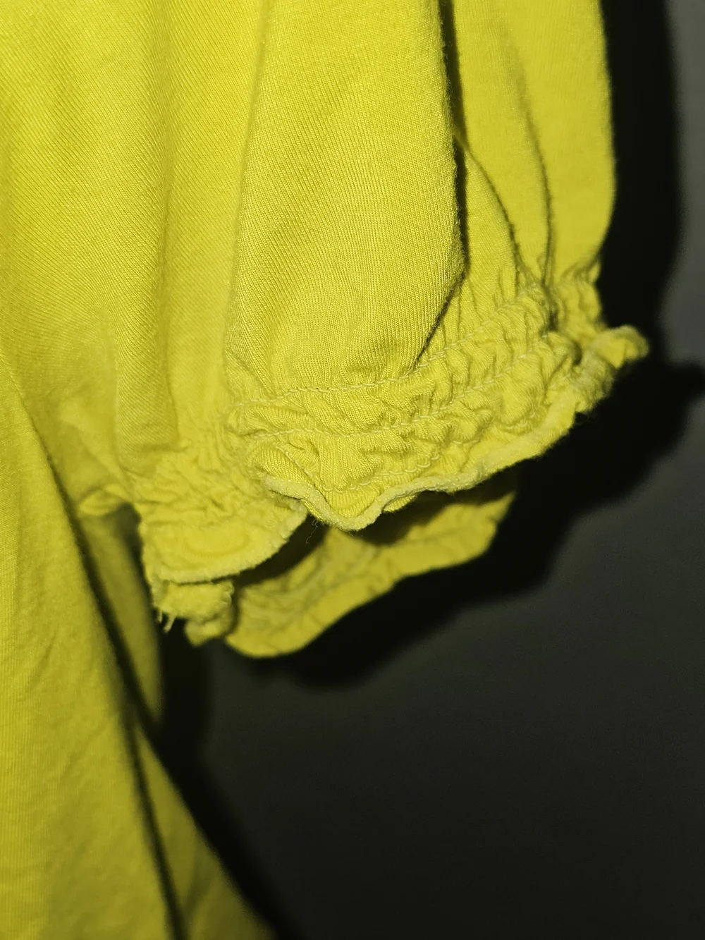 INC International Concepts Bright Yellow Smocked Puff Sleeve Crop Top - Picture 6 of 13